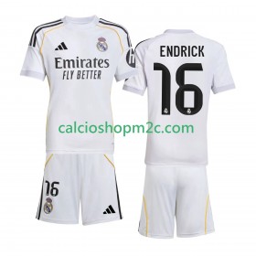 Real Madrid Endrick 16 Bambino Maglia Prima 2025/2026 Manica Corta